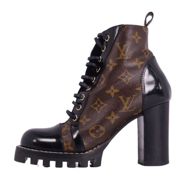 Louis Vuitton LV Monogram Star Trail Heeled Chunky Combat Boots Booties 38 / 8 - Picture 3 of 9